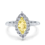 Halo Marquise Art Deco Wedding Ring Simulated Cubic Zirconia 925 Sterling Silver
