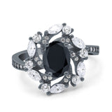 Oval Vintage Art Deco Engagement Ring Simulated Cubic Zirconia 925 Sterling Silver