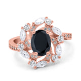 Oval Vintage Art Deco Engagement Ring Simulated Cubic Zirconia 925 Sterling Silver