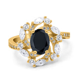 Oval Vintage Art Deco Engagement Ring Simulated Cubic Zirconia 925 Sterling Silver