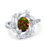 Oval Vintage Art Deco Engagement Ring Simulated Cubic Zirconia 925 Sterling Silver