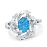 Oval Vintage Art Deco Engagement Ring Simulated Cubic Zirconia 925 Sterling Silver
