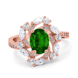 Oval Vintage Art Deco Engagement Ring Simulated Cubic Zirconia 925 Sterling Silver