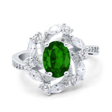 Oval Vintage Art Deco Engagement Ring Simulated Cubic Zirconia 925 Sterling Silver