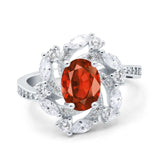 Oval Vintage Art Deco Engagement Ring Simulated Cubic Zirconia 925 Sterling Silver