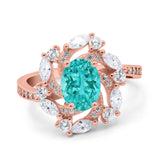 Oval Vintage Art Deco Engagement Ring Simulated Cubic Zirconia 925 Sterling Silver