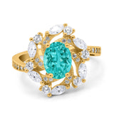 Oval Vintage Art Deco Engagement Ring Simulated Cubic Zirconia 925 Sterling Silver