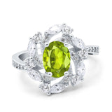 Oval Vintage Art Deco Engagement Ring Simulated Cubic Zirconia 925 Sterling Silver