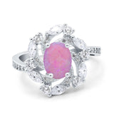 Oval Vintage Art Deco Engagement Ring Simulated Cubic Zirconia 925 Sterling Silver