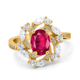 Oval Vintage Art Deco Engagement Ring Simulated Cubic Zirconia 925 Sterling Silver