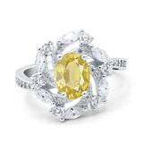 Oval Vintage Art Deco Engagement Ring Simulated Cubic Zirconia 925 Sterling Silver