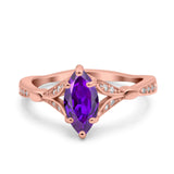 Marquise Art Deco Wedding Bridal Ring Simulated Cubic Zirconia 925 Sterling Silver