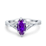Marquise Art Deco Wedding Bridal Ring Simulated Cubic Zirconia 925 Sterling Silver