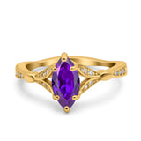 Marquise Art Deco Wedding Bridal Ring Simulated Cubic Zirconia 925 Sterling Silver