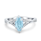 Marquise Art Deco Wedding Bridal Ring Simulated Cubic Zirconia 925 Sterling Silver