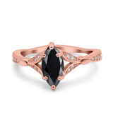 Marquise Art Deco Wedding Bridal Ring Simulated Cubic Zirconia 925 Sterling Silver
