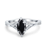 Marquise Art Deco Wedding Bridal Ring Simulated Cubic Zirconia 925 Sterling Silver