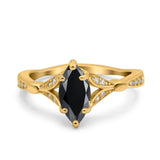 Marquise Art Deco Wedding Bridal Ring Simulated Cubic Zirconia 925 Sterling Silver