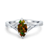 Marquise Art Deco Wedding Bridal Ring Simulated Cubic Zirconia 925 Sterling Silver