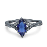 Marquise Art Deco Wedding Bridal Ring Simulated Cubic Zirconia 925 Sterling Silver