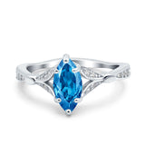 Marquise Art Deco Wedding Bridal Ring Simulated Cubic Zirconia 925 Sterling Silver