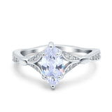Marquise Art Deco Wedding Bridal Ring Simulated Cubic Zirconia 925 Sterling Silver