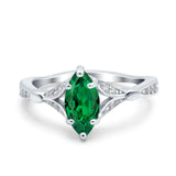 Marquise Art Deco Wedding Bridal Ring Simulated Cubic Zirconia 925 Sterling Silver