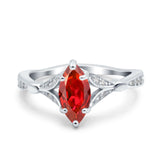 Marquise Art Deco Wedding Bridal Ring Simulated Cubic Zirconia 925 Sterling Silver