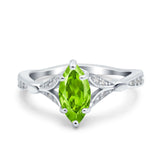 Marquise Art Deco Wedding Bridal Ring Simulated Cubic Zirconia 925 Sterling Silver