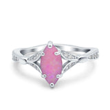 Marquise Art Deco Wedding Bridal Ring Simulated Cubic Zirconia 925 Sterling Silver