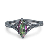 Marquise Art Deco Wedding Bridal Ring Simulated Cubic Zirconia 925 Sterling Silver