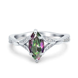 Marquise Art Deco Wedding Bridal Ring Simulated Cubic Zirconia 925 Sterling Silver