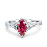 Marquise Art Deco Wedding Bridal Ring Simulated Cubic Zirconia 925 Sterling Silver