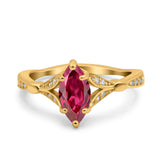 Marquise Art Deco Wedding Bridal Ring Simulated Cubic Zirconia 925 Sterling Silver