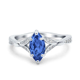 Marquise Art Deco Wedding Bridal Ring Simulated Cubic Zirconia 925 Sterling Silver