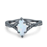 Marquise Art Deco Wedding Bridal Ring Simulated Cubic Zirconia 925 Sterling Silver