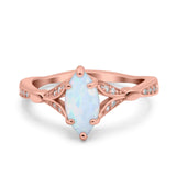 Marquise Art Deco Wedding Bridal Ring Simulated Cubic Zirconia 925 Sterling Silver