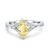 Marquise Art Deco Wedding Bridal Ring Simulated Cubic Zirconia 925 Sterling Silver