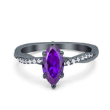 Infinity Twist Marquise Wedding Ring Simulated Cubic Zirconia 925 Sterling Silver