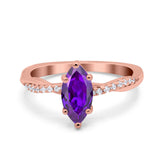 Infinity Twist Marquise Wedding Ring Simulated Cubic Zirconia 925 Sterling Silver