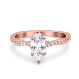 Infinity Twist Marquise Wedding Ring Simulated Cubic Zirconia 925 Sterling Silver