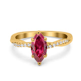 Infinity Twist Marquise Wedding Ring Simulated Cubic Zirconia 925 Sterling Silver