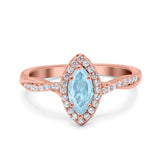 Infinity Twist Marquise Vintage Wedding Ring Simulated Cubic Zirconia 925 Sterling Silver