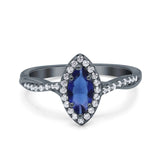 Infinity Twist Marquise Vintage Wedding Ring Simulated Cubic Zirconia 925 Sterling Silver