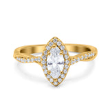 Infinity Twist Marquise Vintage Wedding Ring Simulated Cubic Zirconia 925 Sterling Silver