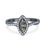 Infinity Twist Marquise Vintage Wedding Ring Simulated Cubic Zirconia 925 Sterling Silver