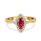 Infinity Twist Marquise Vintage Wedding Ring Simulated Cubic Zirconia 925 Sterling Silver