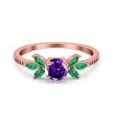 Marquise Wedding Ring Green Emerald Simulated Cubic Zirconia 925 Sterling Silver