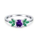 Marquise Wedding Ring Green Emerald Simulated Cubic Zirconia 925 Sterling Silver