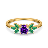 Marquise Wedding Ring Green Emerald Simulated Cubic Zirconia 925 Sterling Silver